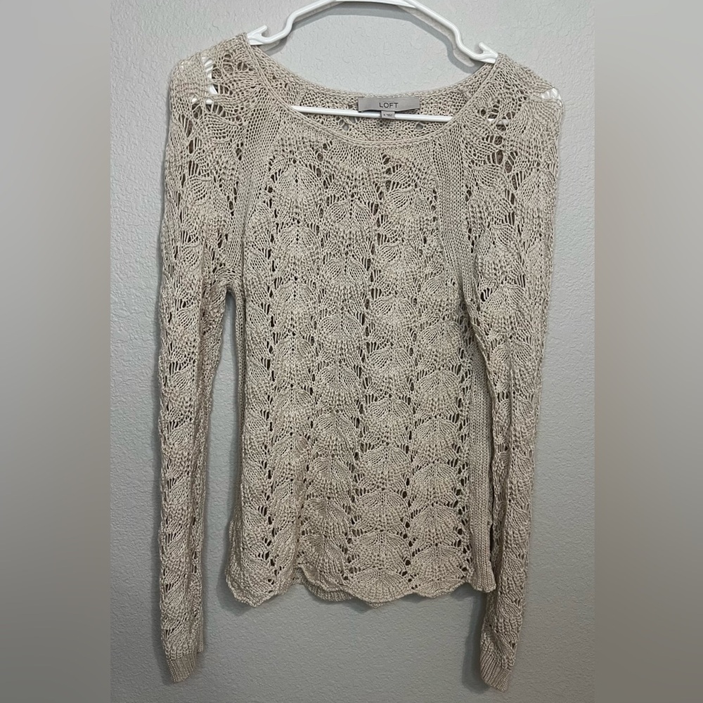 Ann Taylor Loft cream color knit sweater size small